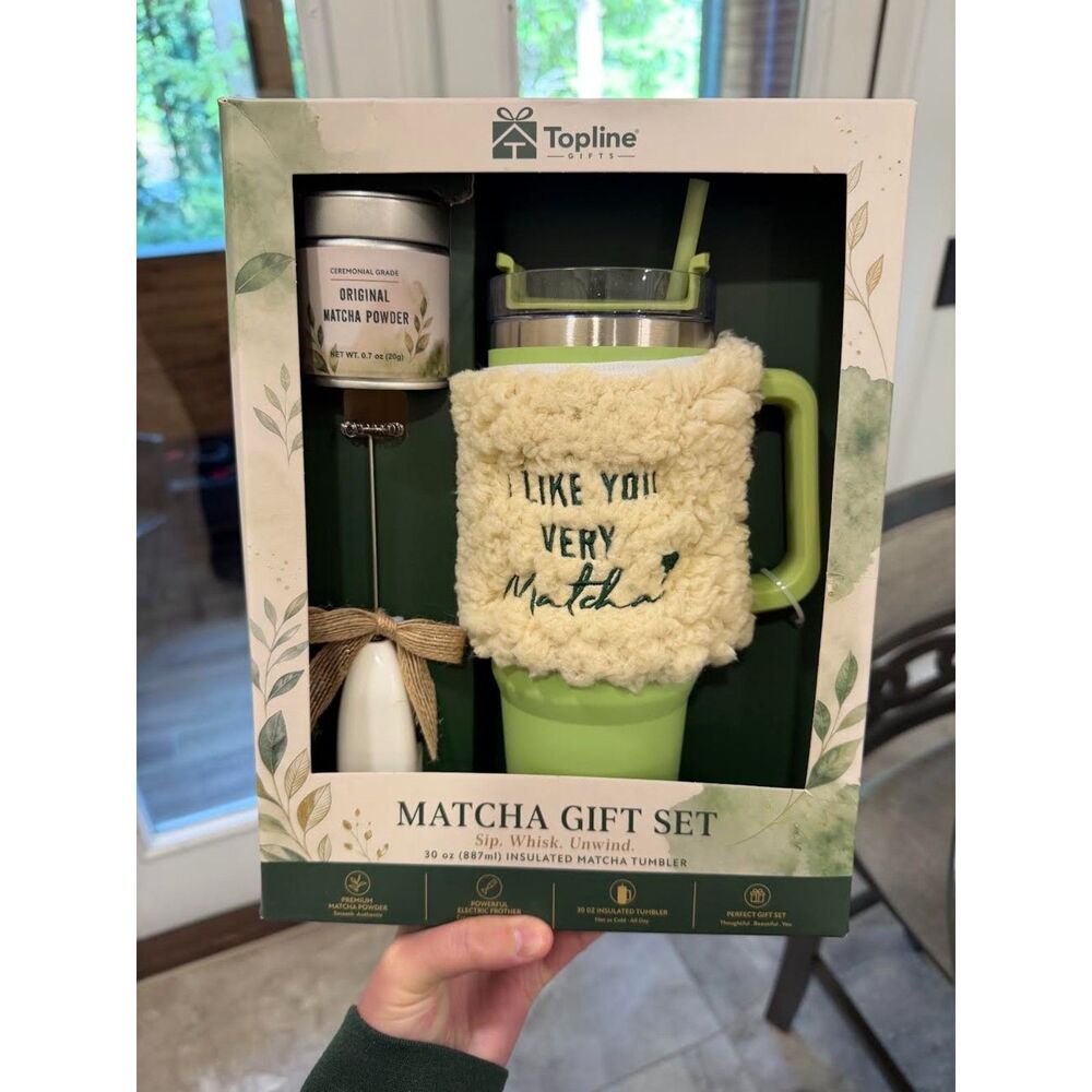 Topline Gifts Matcha Gift Set 30oz Tumbler Frother Powder New in Box